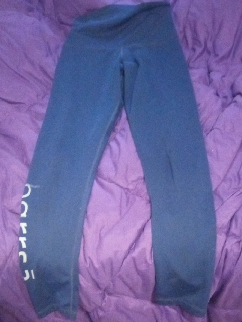 Girls Dark Blue Performance Leggings with Side Lettering